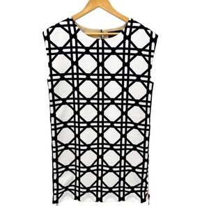 Dress Forum Los Angeles Geometric Print Sheath‎ Dress Small Black White Neon Zip